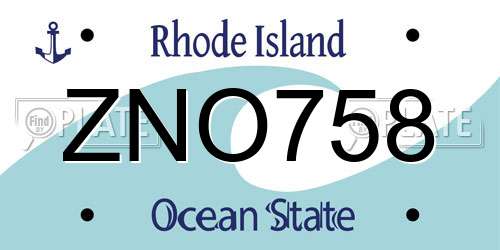 ZNO758 Rhode Island License Plate