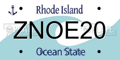 ZNOE20 Rhode Island License Plate