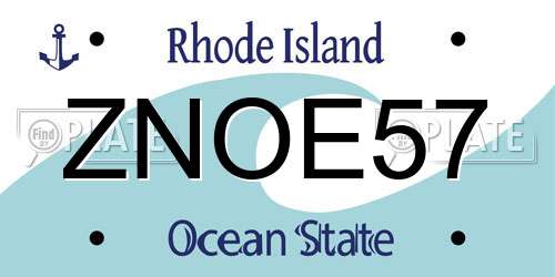 ZNOE57 Rhode Island License Plate