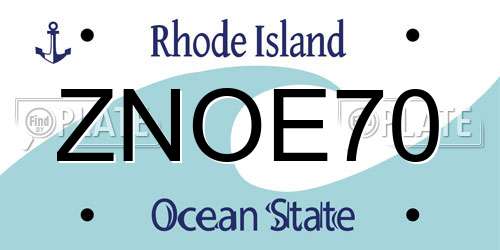 ZNOE70 Rhode Island License Plate