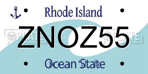ZNOZ55 Rhode Island License Plate