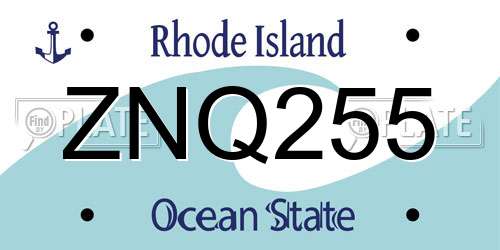 ZNQ255 Rhode Island License Plate