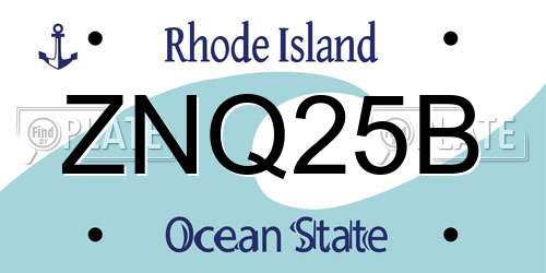 ZNQ25B Rhode Island License Plate