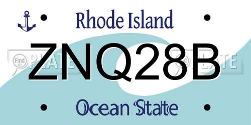 ZNQ28B Rhode Island License Plate