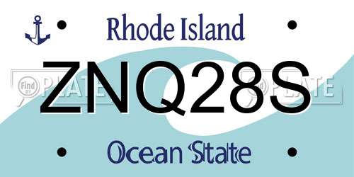 ZNQ28S Rhode Island License Plate