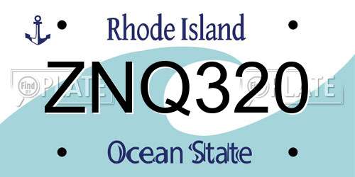 ZNQ320 Rhode Island License Plate