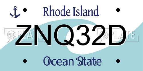 ZNQ32D Rhode Island License Plate