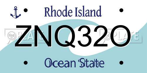 ZNQ32O Rhode Island License Plate