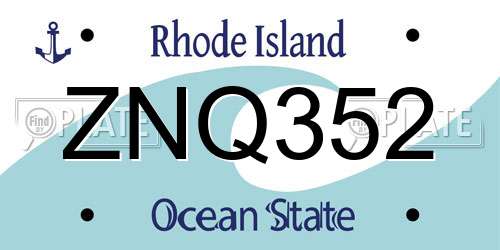 ZNQ352 Rhode Island License Plate