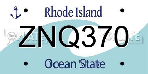 ZNQ370 Rhode Island License Plate