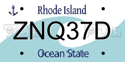 ZNQ37D Rhode Island License Plate