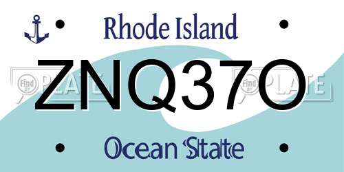 ZNQ37O Rhode Island License Plate