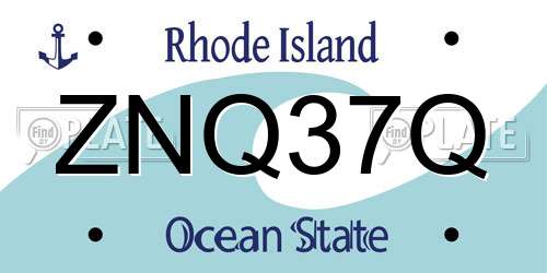 ZNQ37Q Rhode Island License Plate
