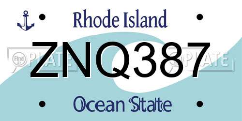 ZNQ387 Rhode Island License Plate
