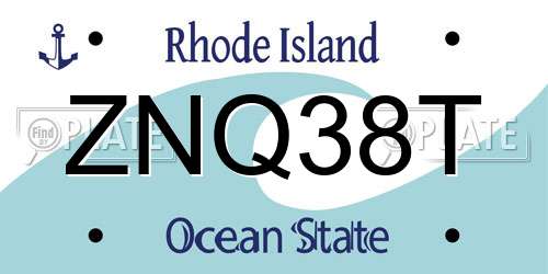 ZNQ38T Rhode Island License Plate