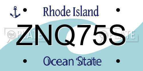 ZNQ75S Rhode Island License Plate