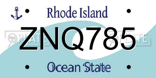 ZNQ785 Rhode Island License Plate