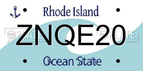 ZNQE20 Rhode Island License Plate