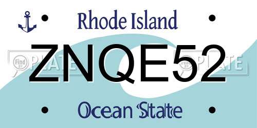 ZNQE52 Rhode Island License Plate