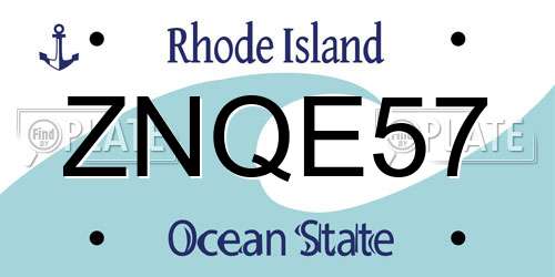 ZNQE57 Rhode Island License Plate