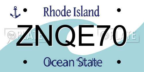 ZNQE70 Rhode Island License Plate