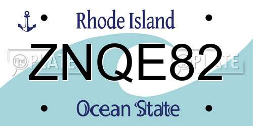 ZNQE82 Rhode Island License Plate