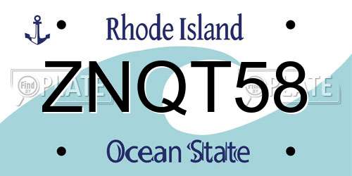 ZNQT58 Rhode Island License Plate