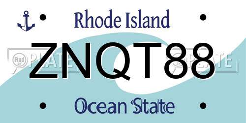 ZNQT88 Rhode Island License Plate