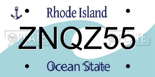 ZNQZ55 Rhode Island License Plate