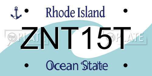 ZNT15T Rhode Island License Plate