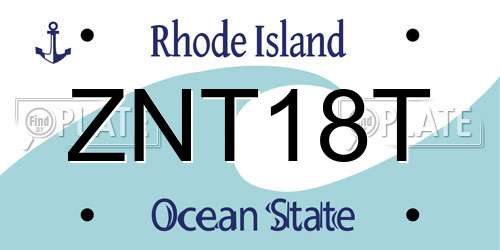 ZNT18T Rhode Island License Plate