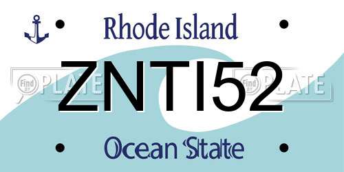 ZNTI52 Rhode Island License Plate