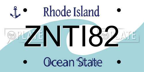 ZNTI82 Rhode Island License Plate
