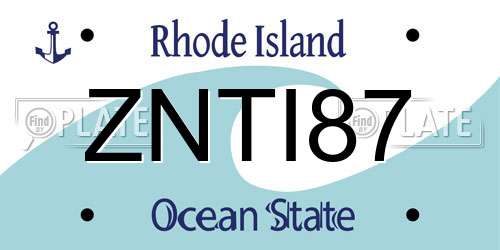 ZNTI87 Rhode Island License Plate