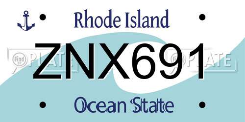 ZNX691 Rhode Island License Plate