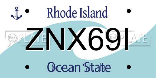 ZNX69I Rhode Island License Plate