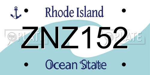 ZNZ152 Rhode Island License Plate