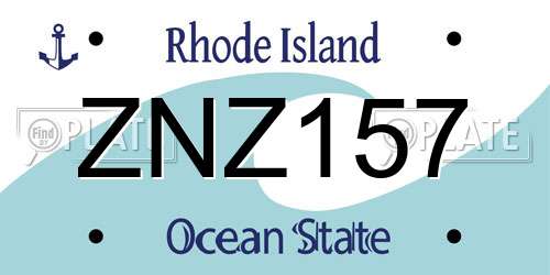 ZNZ157 Rhode Island License Plate