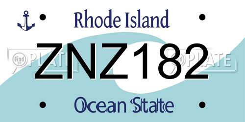 ZNZ182 Rhode Island License Plate