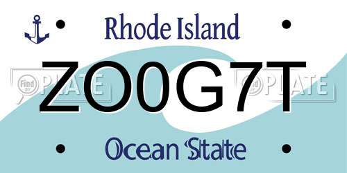 ZO0G7T Rhode Island License Plate