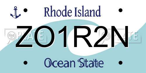 ZO1R2N Rhode Island License Plate