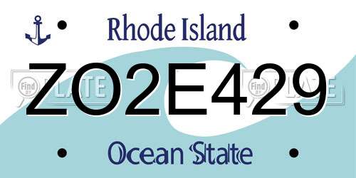 ZO2E429 Rhode Island License Plate