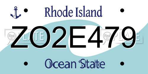 ZO2E479 Rhode Island License Plate