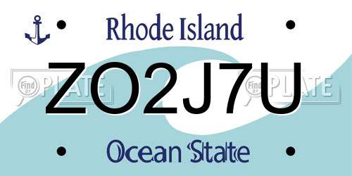ZO2J7U Rhode Island License Plate