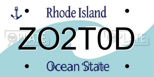 ZO2T0D Rhode Island License Plate