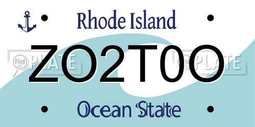 ZO2T0O Rhode Island License Plate
