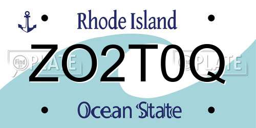 ZO2T0Q Rhode Island License Plate