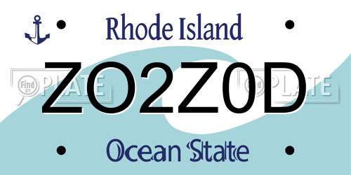 ZO2Z0D Rhode Island License Plate