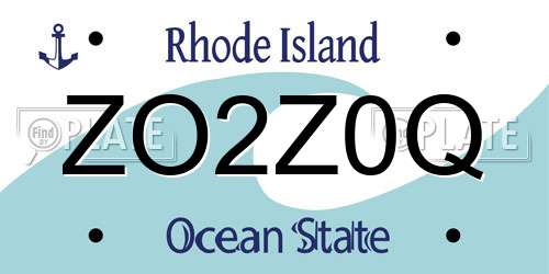 ZO2Z0Q Rhode Island License Plate