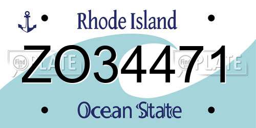 ZO34471 Rhode Island License Plate